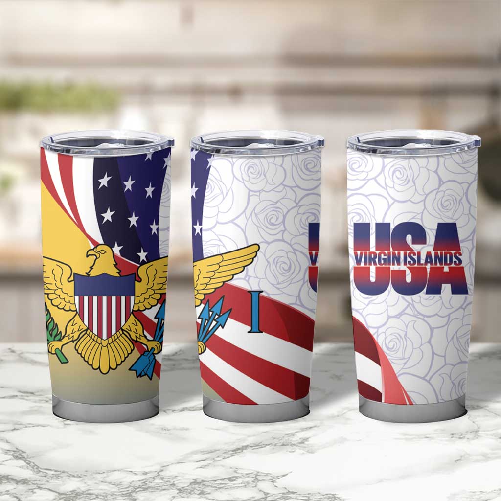United States Virgin Islands Tumbler Cup USA Curve Flag With Yellow Eagle - Wonder Print Shop