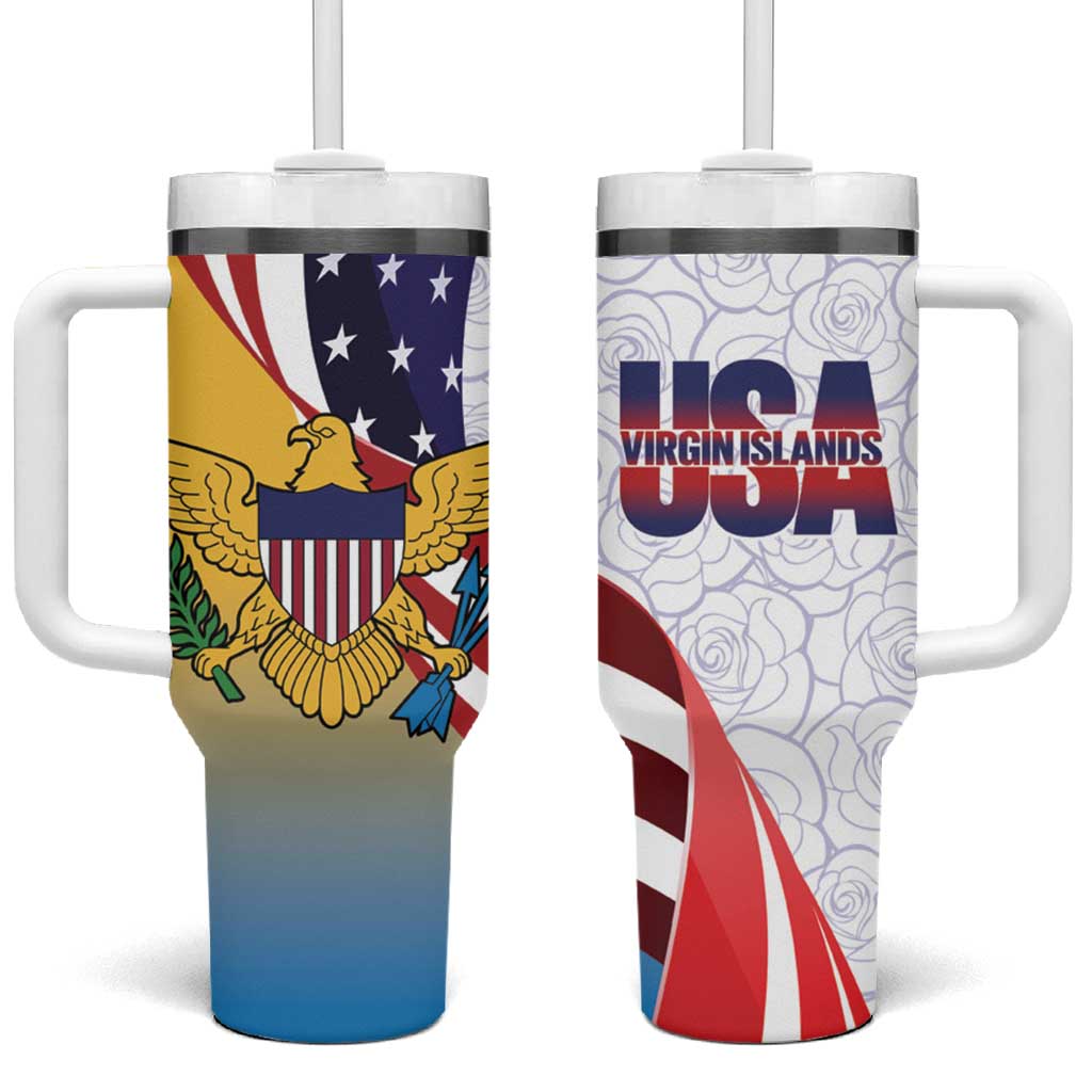 United States Virgin Islands Tumbler With Handle USA Curve Flag With Yellow Eagle - Wonder Print Shop