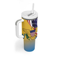 United States Virgin Islands Tumbler With Handle USA Curve Flag With Yellow Eagle - Wonder Print Shop