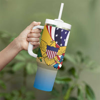 United States Virgin Islands Tumbler With Handle USA Curve Flag With Yellow Eagle - Wonder Print Shop