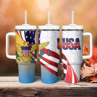 United States Virgin Islands Tumbler With Handle USA Curve Flag With Yellow Eagle - Wonder Print Shop