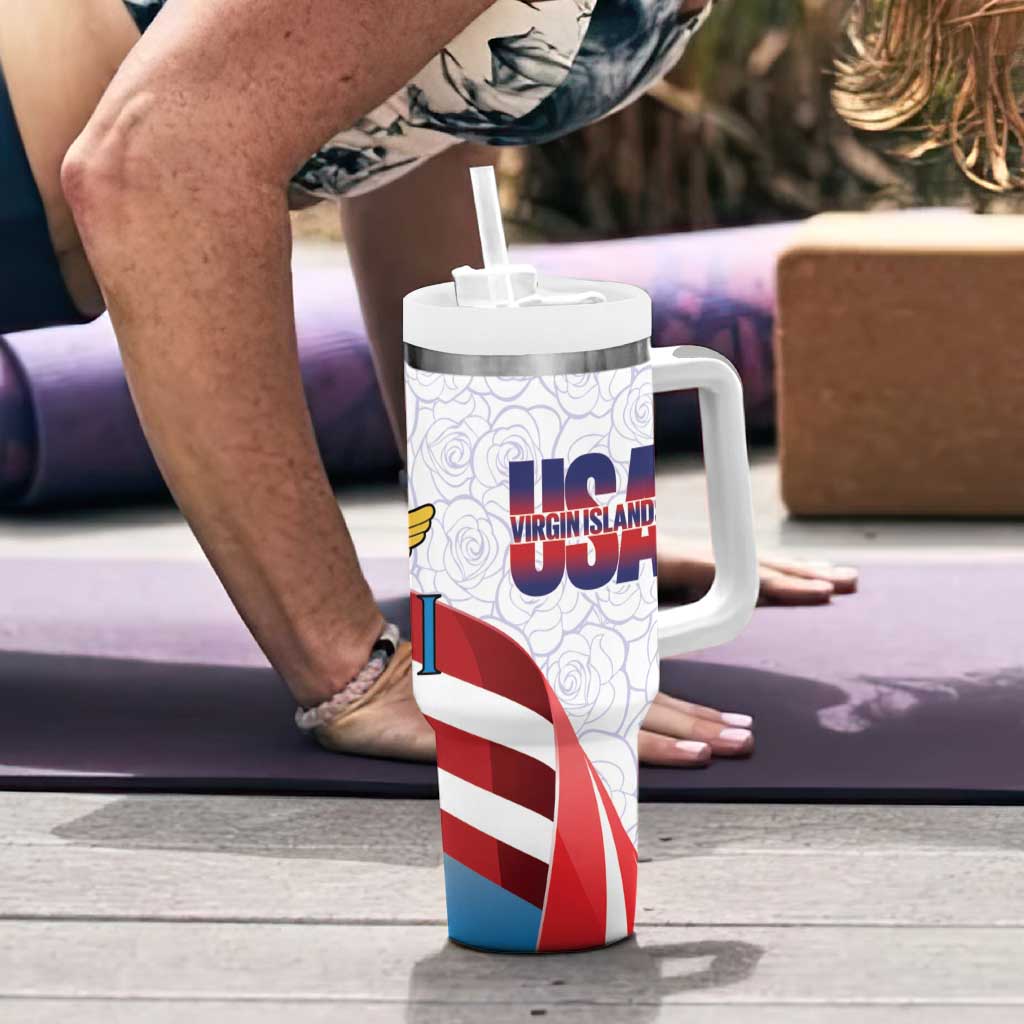 United States Virgin Islands Tumbler With Handle USA Curve Flag With Yellow Eagle - Wonder Print Shop