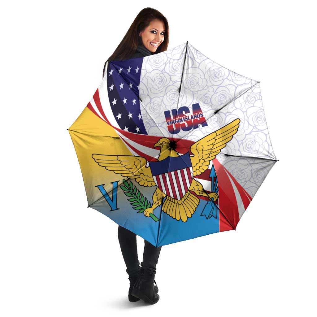United States Virgin Islands Umbrella USA Curve Flag With Yellow Eagle - Wonder Print Shop