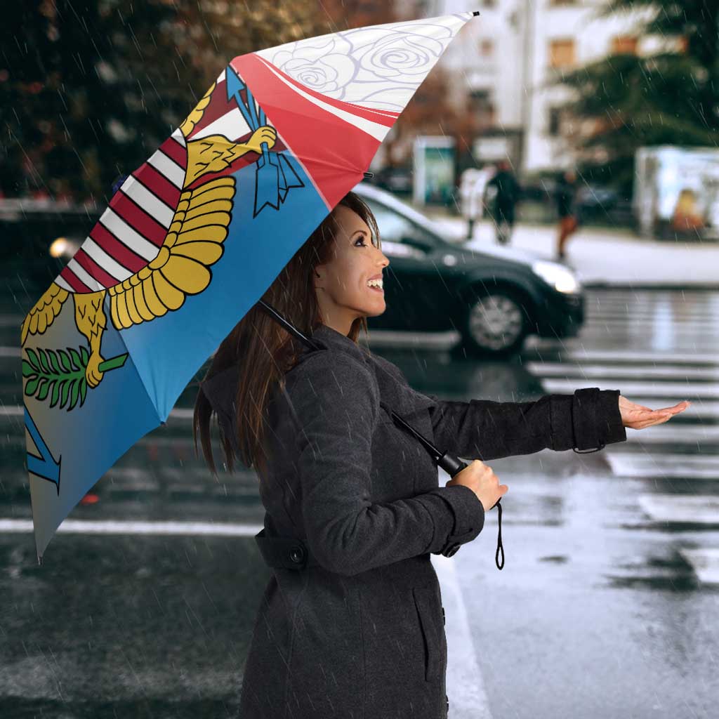 United States Virgin Islands Umbrella USA Curve Flag With Yellow Eagle - Wonder Print Shop