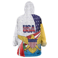 United States Virgin Islands Wearable Blanket Hoodie USA Curve Flag With Yellow Eagle - Wonder Print Shop