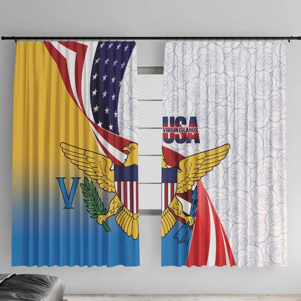 United States Virgin Islands Window Curtain USA Curve Flag With Yellow Eagle - Wonder Print Shop