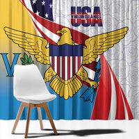 United States Virgin Islands Window Curtain USA Curve Flag With Yellow Eagle - Wonder Print Shop