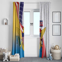 United States Virgin Islands Window Curtain USA Curve Flag With Yellow Eagle - Wonder Print Shop