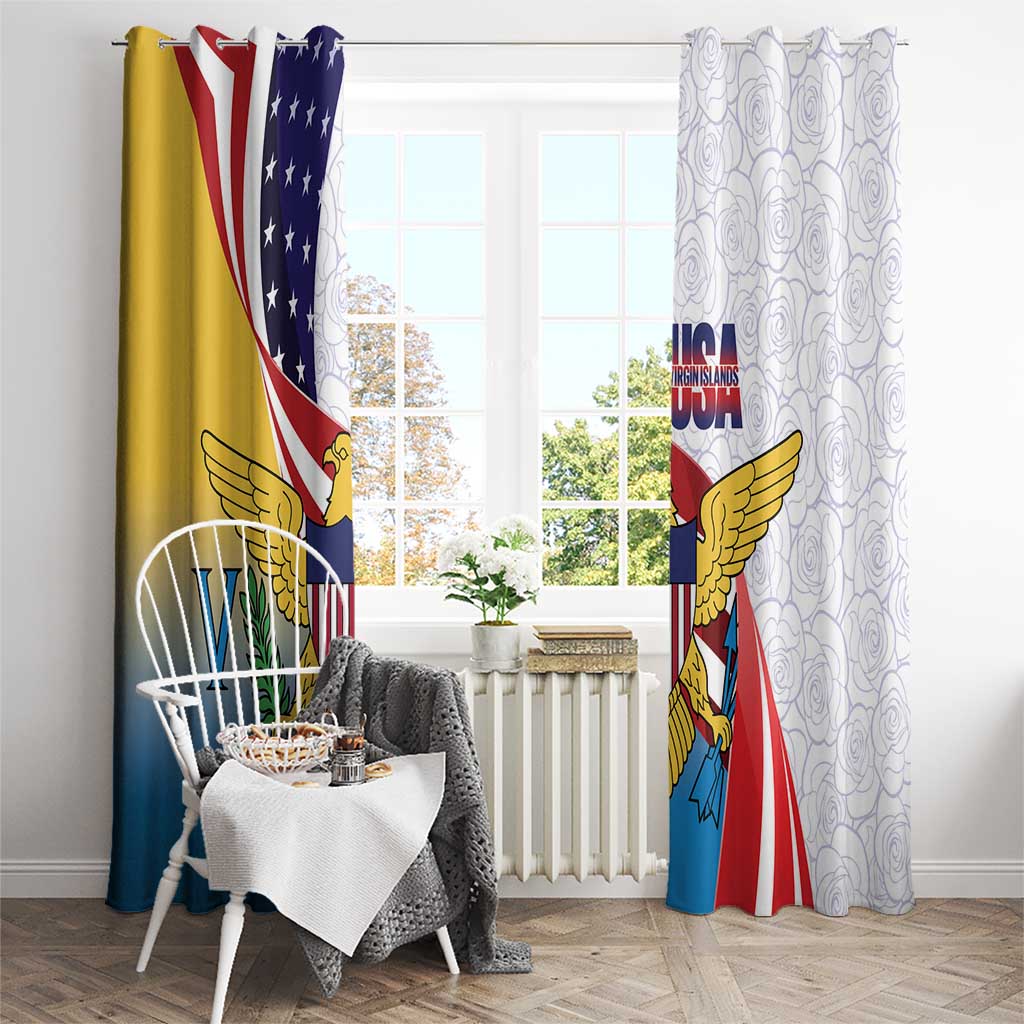 United States Virgin Islands Window Curtain USA Curve Flag With Yellow Eagle - Wonder Print Shop