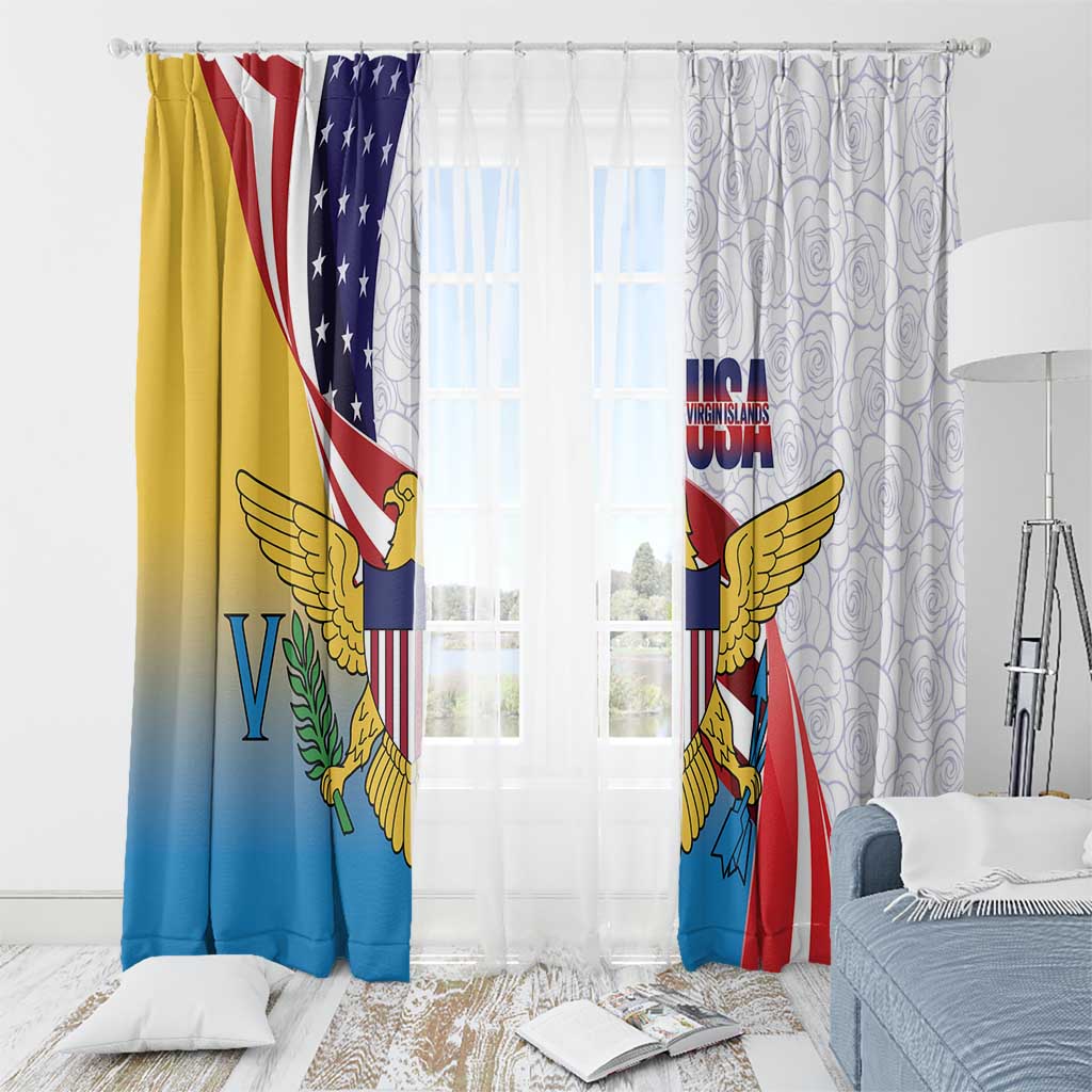 United States Virgin Islands Window Curtain USA Curve Flag With Yellow Eagle - Wonder Print Shop