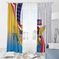 United States Virgin Islands Window Curtain USA Curve Flag With Yellow Eagle - Wonder Print Shop