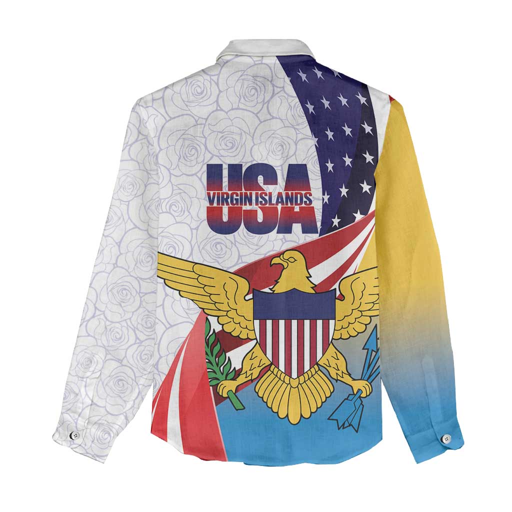 United States Virgin Islands Women Casual Shirt USA Curve Flag With Yellow Eagle - Wonder Print Shop