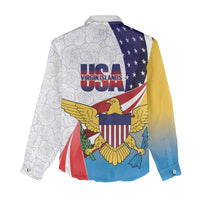 United States Virgin Islands Women Casual Shirt USA Curve Flag With Yellow Eagle - Wonder Print Shop