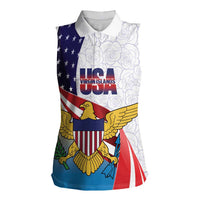 United States Virgin Islands Women Sleeveless Polo Shirt USA Curve Flag With Yellow Eagle - Wonder Print Shop