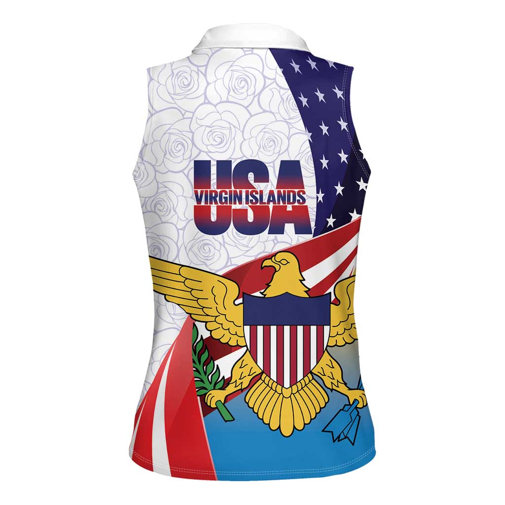 United States Virgin Islands Women Sleeveless Polo Shirt USA Curve Flag With Yellow Eagle - Wonder Print Shop