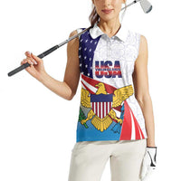 United States Virgin Islands Women Sleeveless Polo Shirt USA Curve Flag With Yellow Eagle - Wonder Print Shop