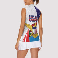 United States Virgin Islands Women Sleeveless Polo Shirt USA Curve Flag With Yellow Eagle - Wonder Print Shop