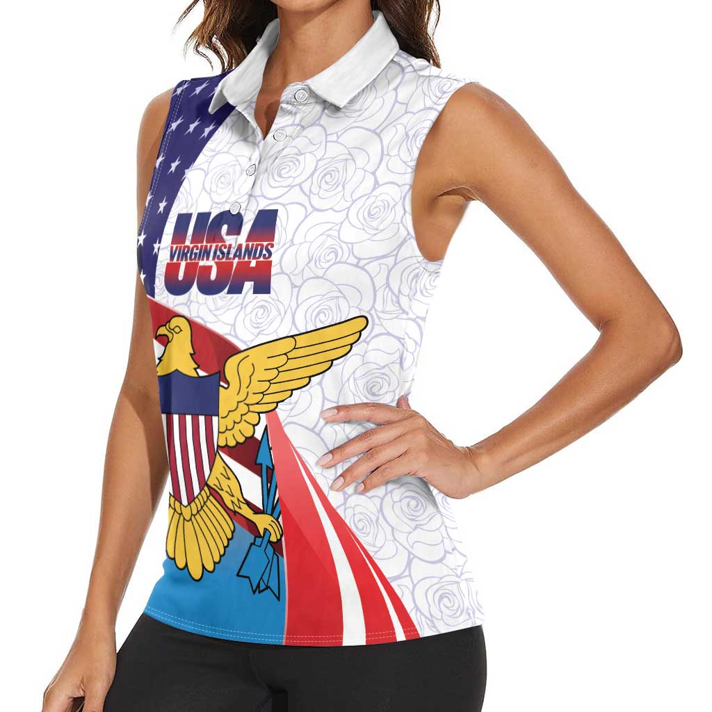 United States Virgin Islands Women Sleeveless Polo Shirt USA Curve Flag With Yellow Eagle - Wonder Print Shop