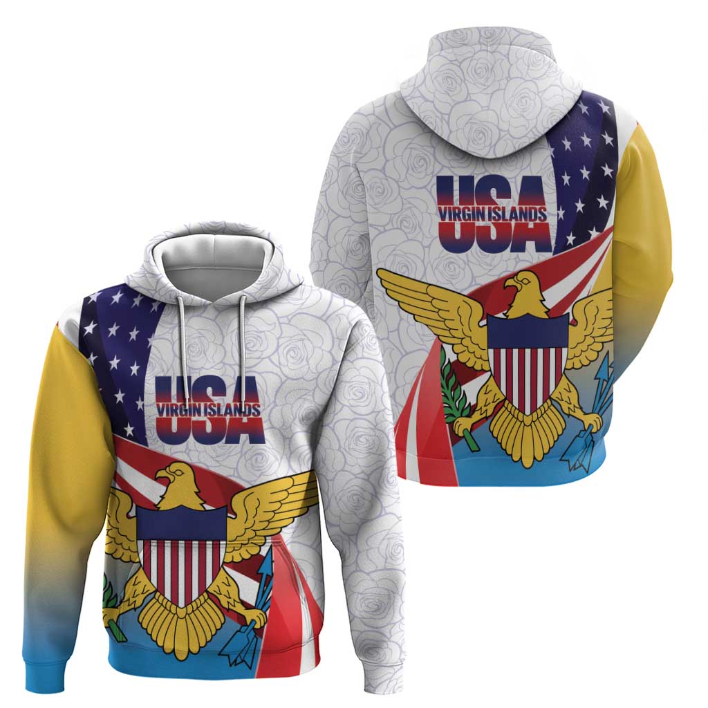 United States Virgin Islands Zip Hoodie USA Curve Flag With Yellow Eagle - Wonder Print Shop