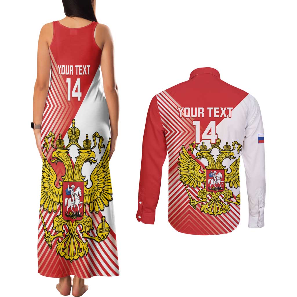 Custom Russia Volleyball Couples Matching Tank Maxi Dress and Long Sleeve Button Shirt Reds Caesar Land Dynamic Style
