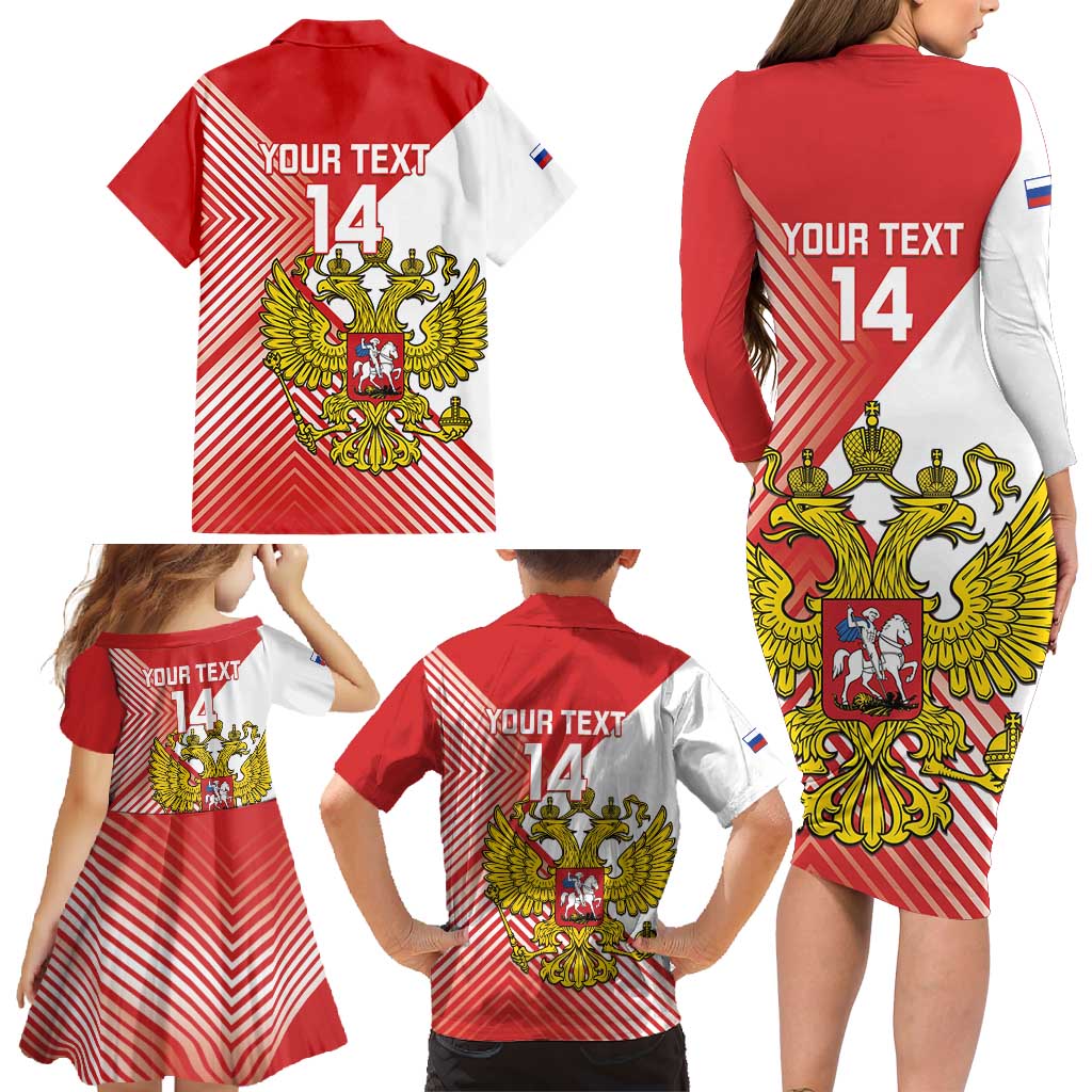 Custom Russia Volleyball Family Matching Long Sleeve Bodycon Dress and Hawaiian Shirt Reds Caesar Land Dynamic Style