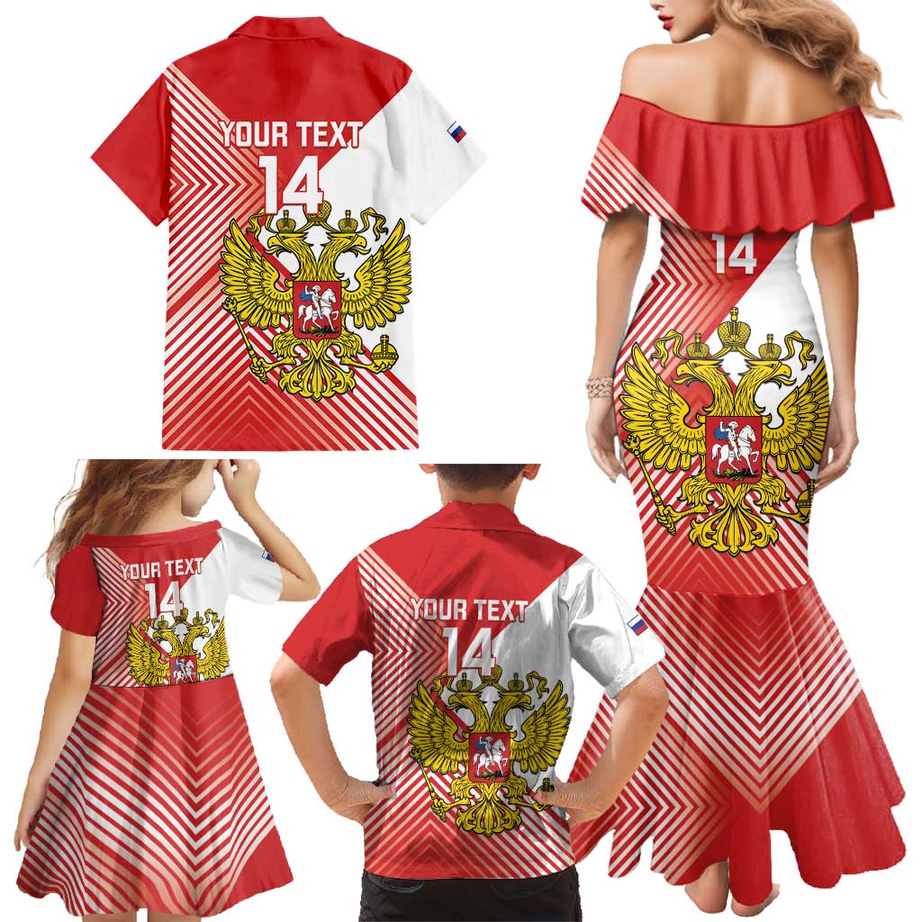 Custom Russia Volleyball Family Matching Mermaid Dress and Hawaiian Shirt Reds Caesar Land Dynamic Style