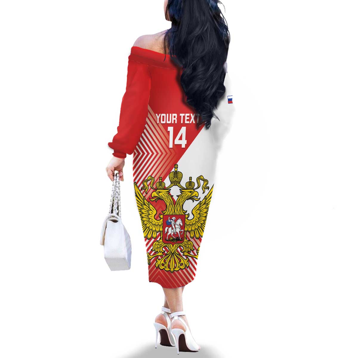 Custom Russia Volleyball Family Matching Off The Shoulder Long Sleeve Dress and Hawaiian Shirt Reds Caesar Land Dynamic Style