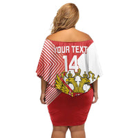 Custom Russia Volleyball Family Matching Off Shoulder Short Dress and Hawaiian Shirt Reds Caesar Land Dynamic Style