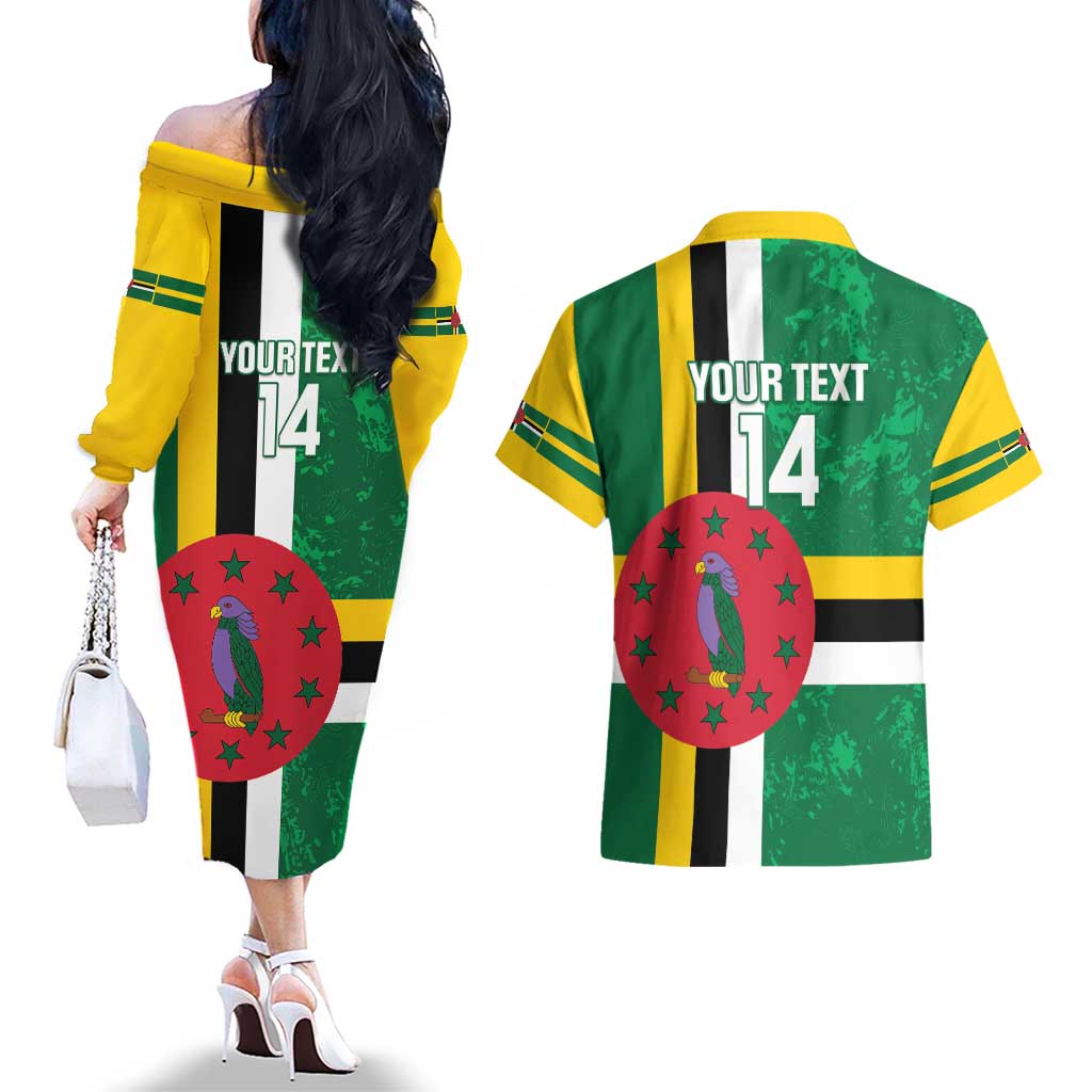 Custom Dominica Football Couples Matching Off The Shoulder Long Sleeve Dress and Hawaiian Shirt 2025 Go Dominik