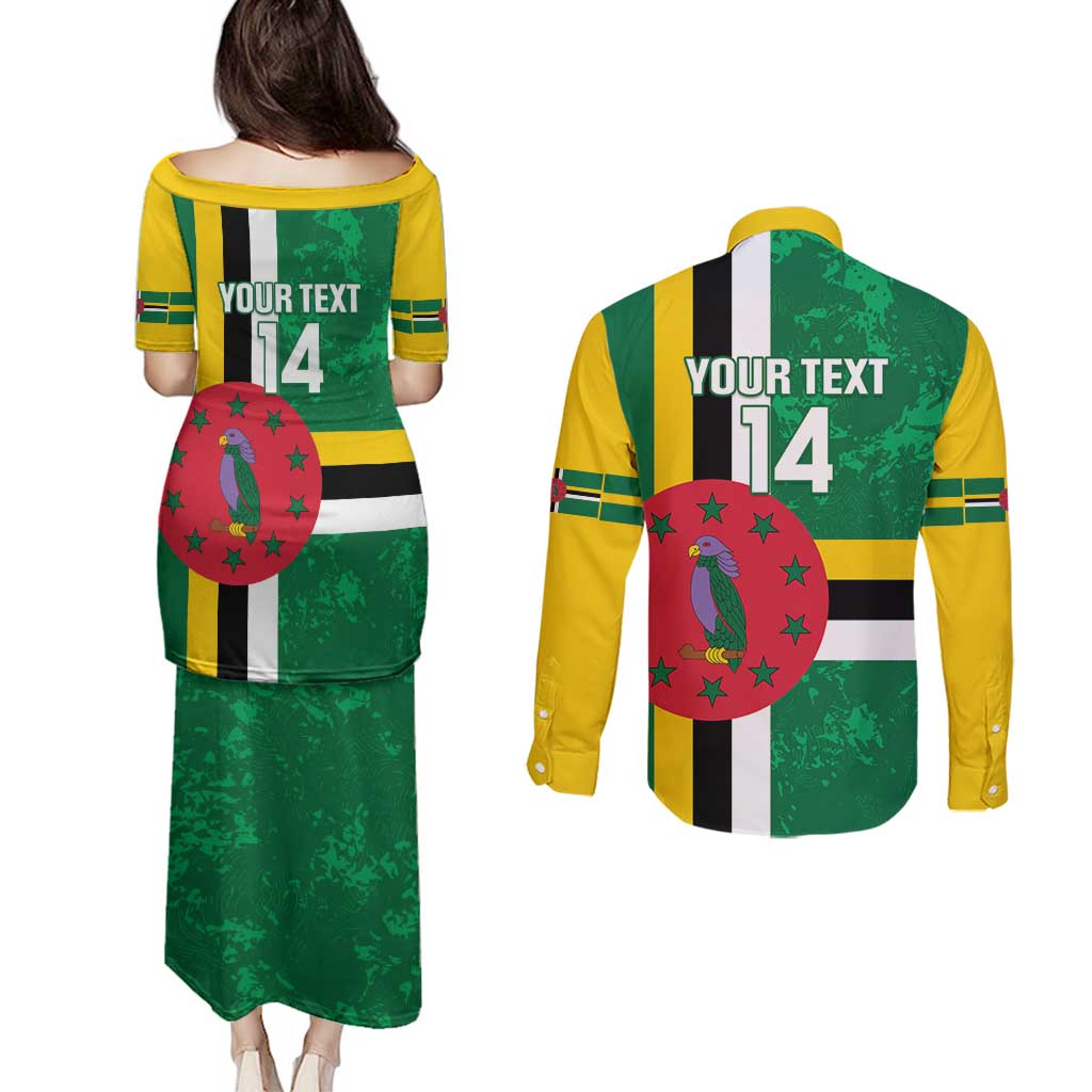 Custom Dominica Football Couples Matching Puletasi and Long Sleeve Button Shirt 2025 Go Dominik