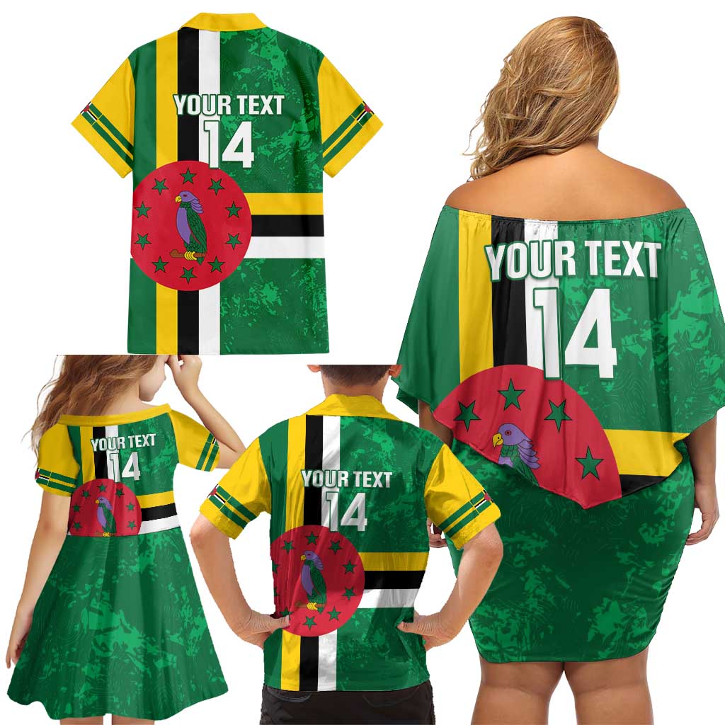 Custom Dominica Football Family Matching Off Shoulder Short Dress and Hawaiian Shirt 2025 Go Dominik