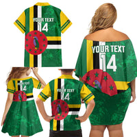 Custom Dominica Football Family Matching Off Shoulder Short Dress and Hawaiian Shirt 2025 Go Dominik
