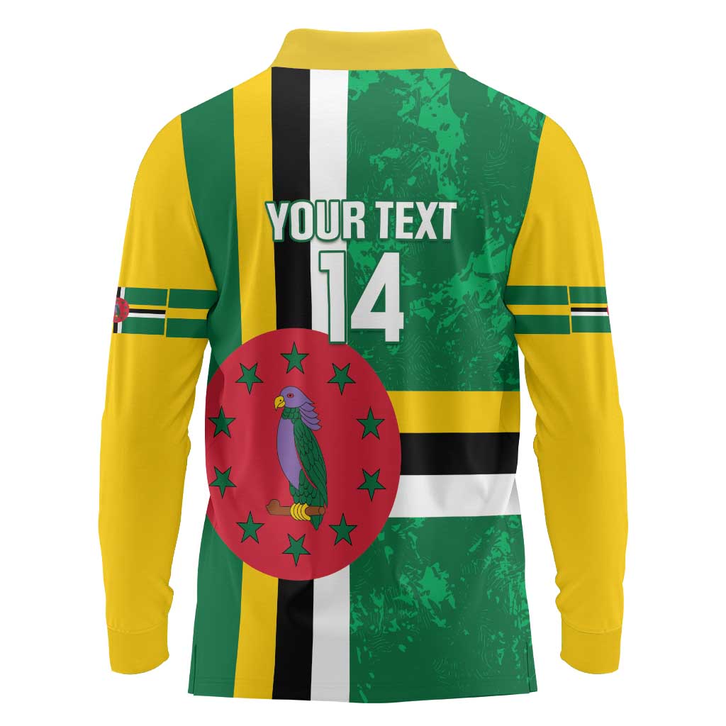 Custom Dominica Football Long Sleeve Polo Shirt 2025 Go Dominik