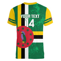 Custom Dominica Football Women V-Neck T-Shirt 2025 Go Dominik