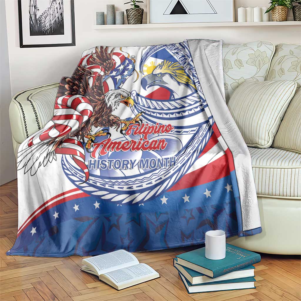 Filipino American History Month Blanket Philippines Agila USA Eagle Mix Flag