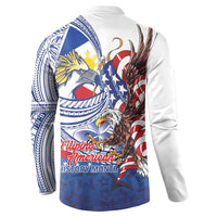 Filipino American History Month Button Sweatshirt Philippines Agila USA Eagle Mix Flag