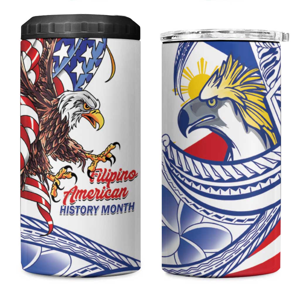 Filipino American History Month 4 in 1 Can Cooler Tumbler Philippines Agila USA Eagle Mix Flag