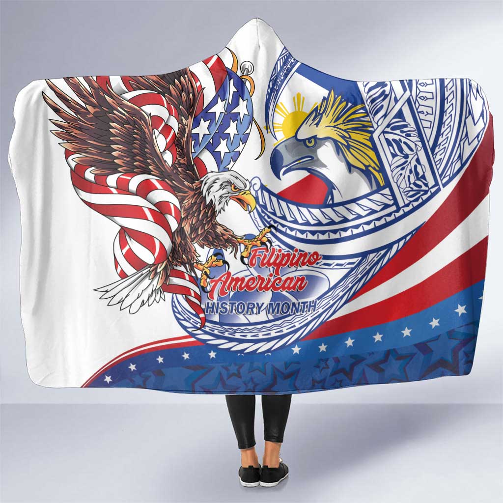 Filipino American History Month Hooded Blanket Philippines Agila USA Eagle Mix Flag
