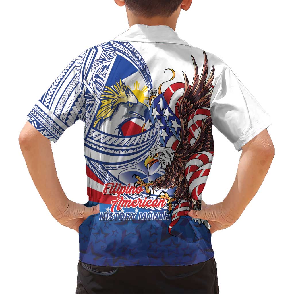 Filipino American History Month Kid Hawaiian Shirt Philippines Agila USA Eagle Mix Flag