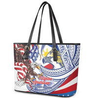 Filipino American History Month Leather Tote Bag Philippines Agila USA Eagle Mix Flag