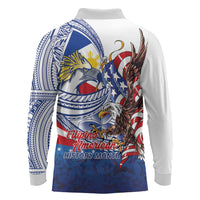 Filipino American History Month Long Sleeve Polo Shirt Philippines Agila USA Eagle Mix Flag