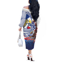 Filipino American History Month Off The Shoulder Long Sleeve Dress Philippines Agila USA Eagle Mix Flag