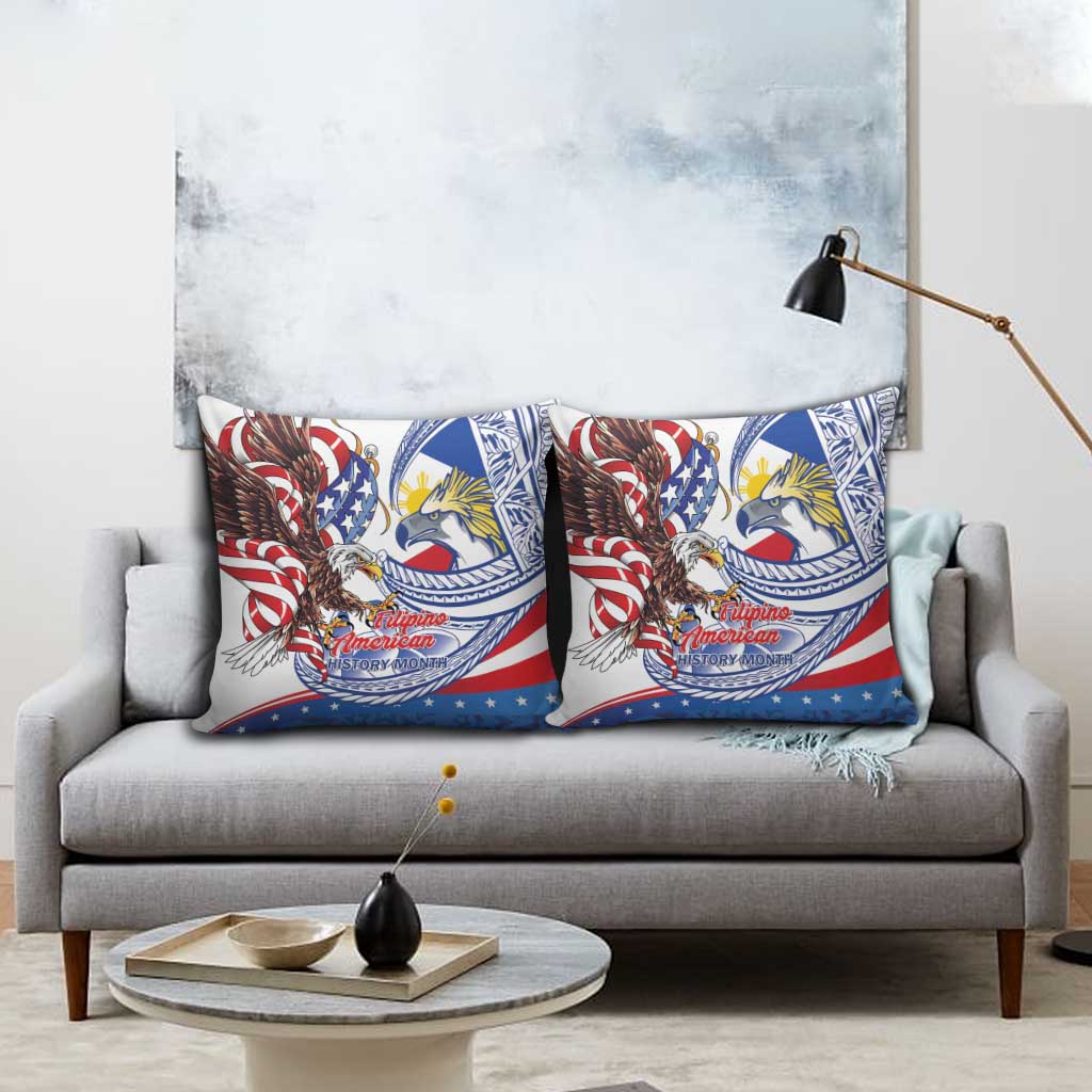Filipino American History Month Pillow Cover Philippines Agila USA Eagle Mix Flag