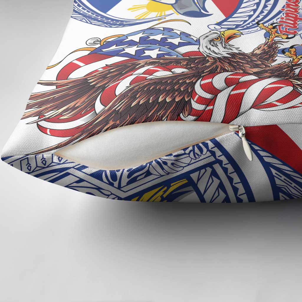 Filipino American History Month Pillow Cover Philippines Agila USA Eagle Mix Flag