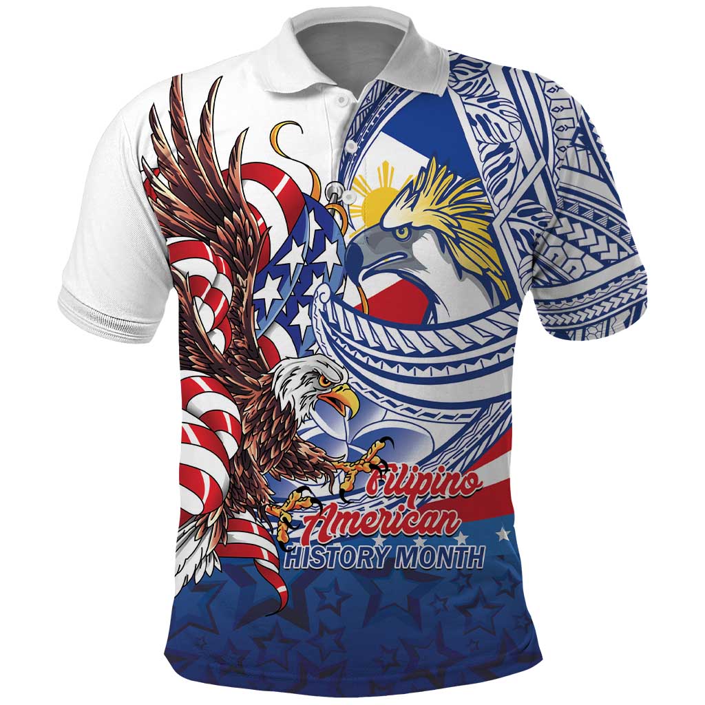 Filipino American History Month Polo Shirt Philippines Agila USA Eagle Mix Flag