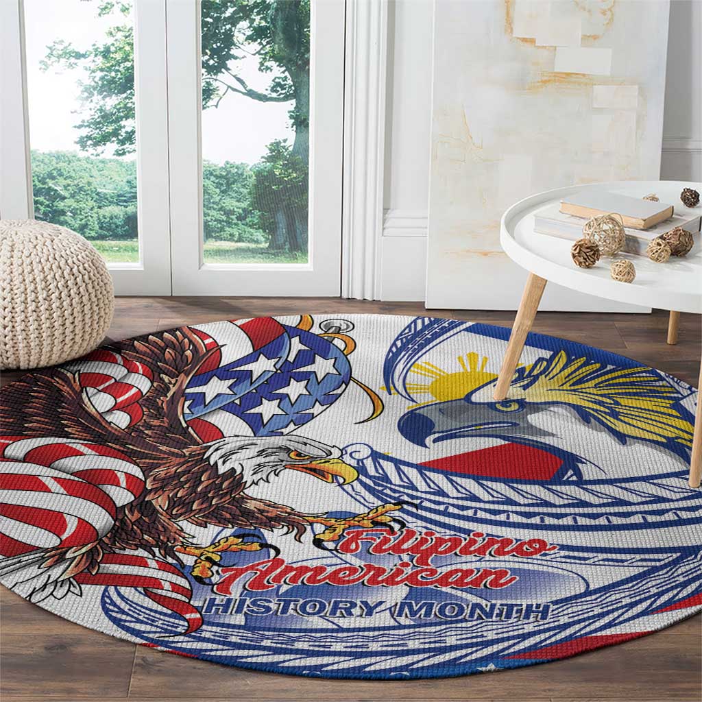 Filipino American History Month Round Carpet Philippines Agila USA Eagle Mix Flag