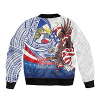 Filipino American History Month Sleeve Zip Bomber Jacket Philippines Agila USA Eagle Mix Flag