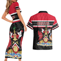 Trinidad and Tobago Couples Matching Short Sleeve Bodycon Dress and Hawaiian Shirt Together We Aspire Together We Achieve