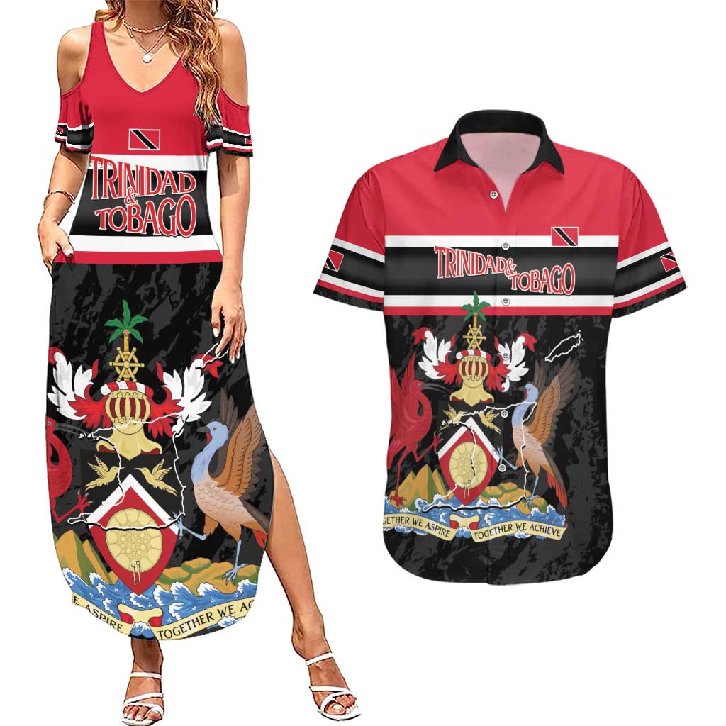 Trinidad and Tobago Couples Matching Summer Maxi Dress and Hawaiian Shirt Together We Aspire Together We Achieve