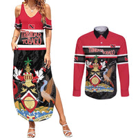 Trinidad and Tobago Couples Matching Summer Maxi Dress and Long Sleeve Button Shirt Together We Aspire Together We Achieve